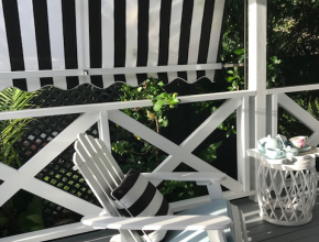 Black & White Striped Outdoor Awning 